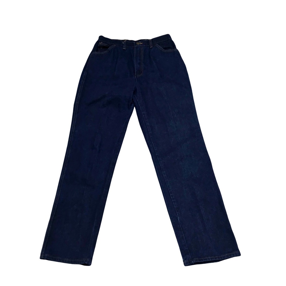 Wrangler No Fault Jeans Women 14 Average Dark Wash High Rise Straight Leg USA‎